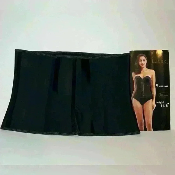 Latex Waist Trainer 3 Hooks 9 Steel Bone Corset Postpartum Recovery Girdles - Picture 3 of 4